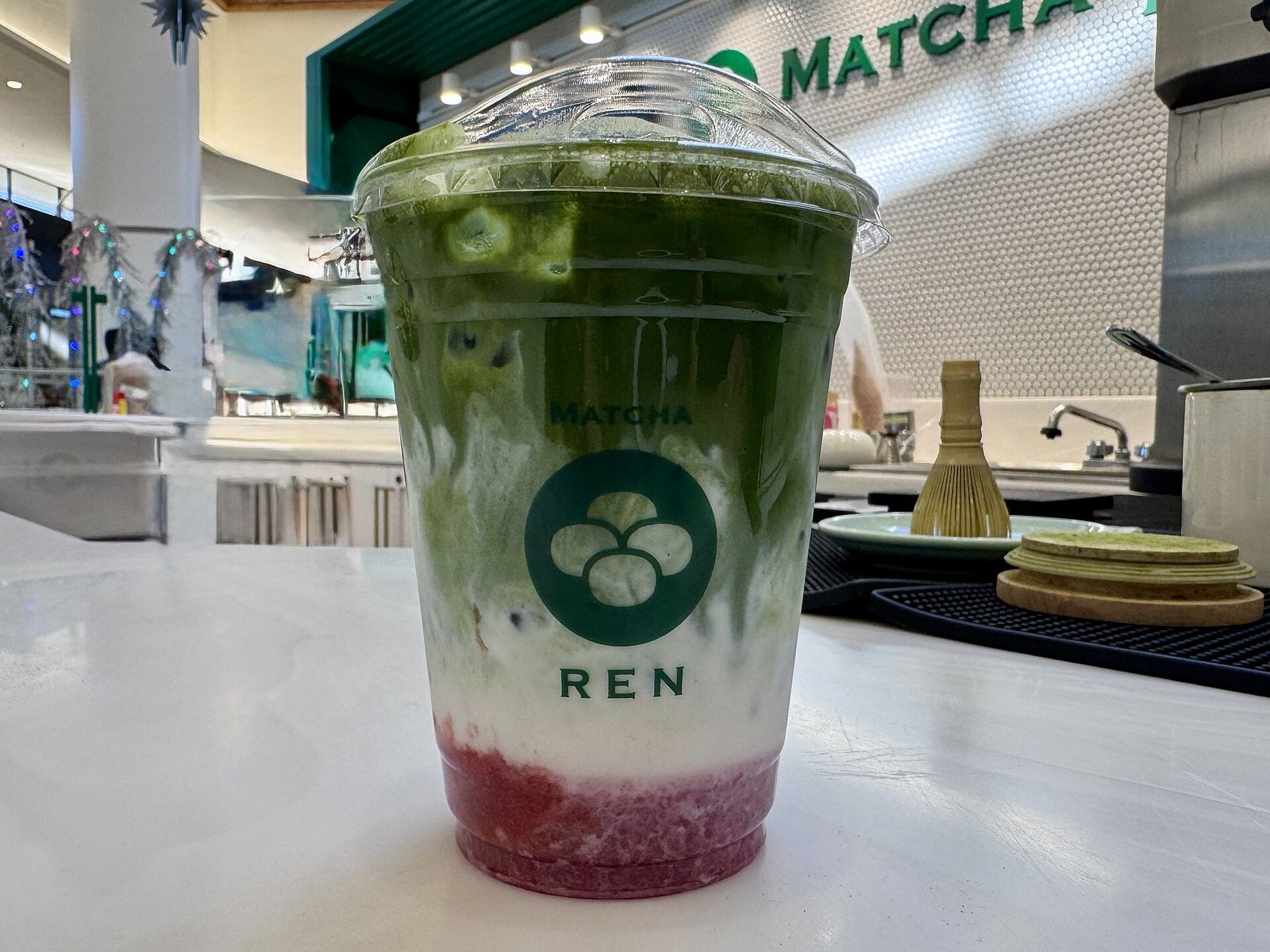 Matcha latte dâu tây